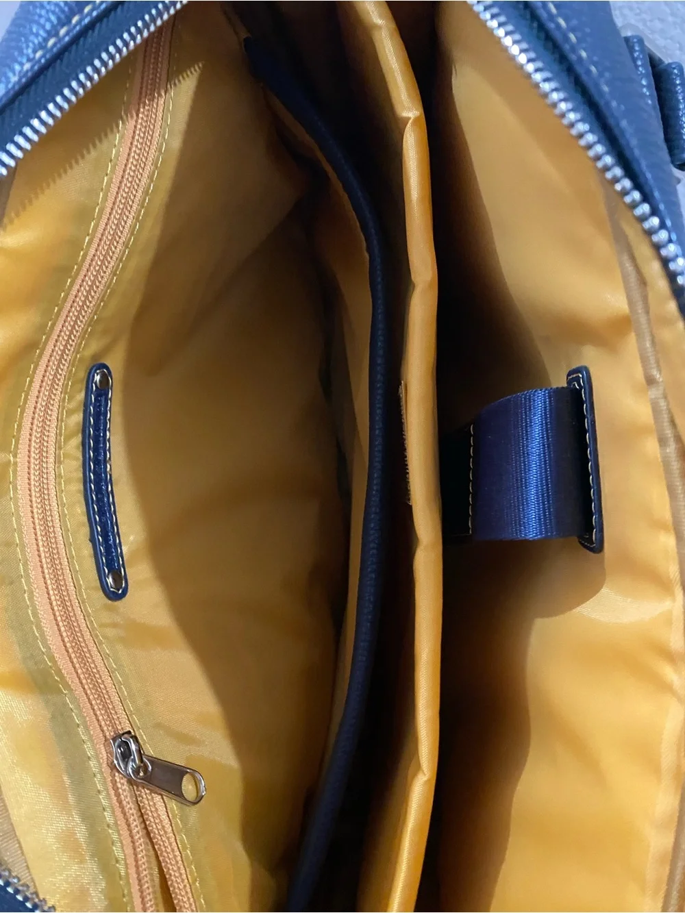 Robert Graham Navy Leather Laptop Bag with Paisley Accent